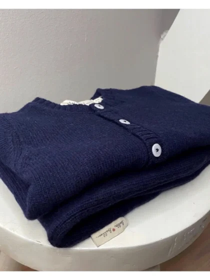 Cárdigan de punto para bebé - Azul profundo