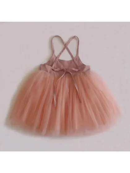 Vestido de tul de lino orgánico Rosa