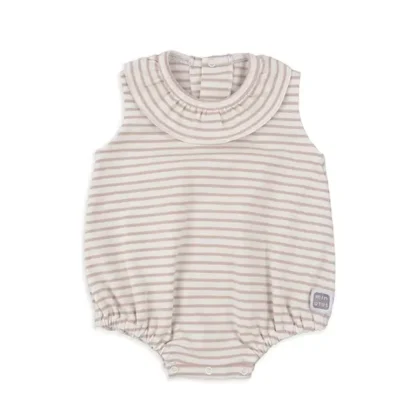 Pelele a rayas con cuello volante arena bebé
