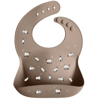 Babero de silicona - Minouche topo