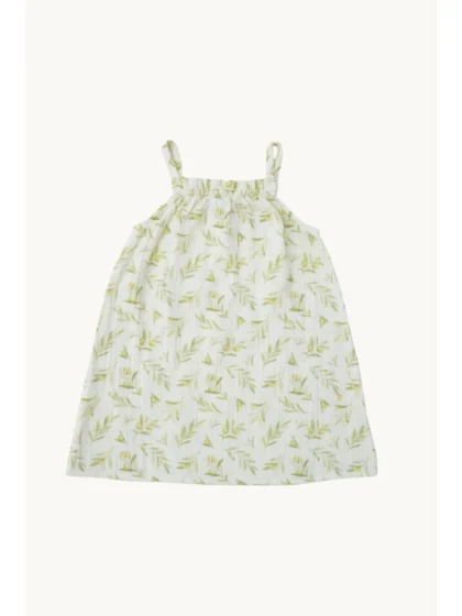 Vestido con estampado de hojas de oliva