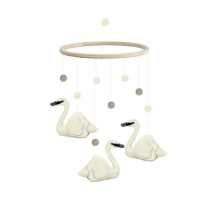 Móvil de cisnes gris