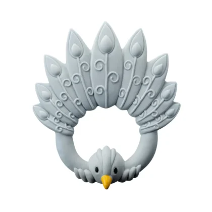 Chupete de caucho natural en forma de pavo real - azul claro