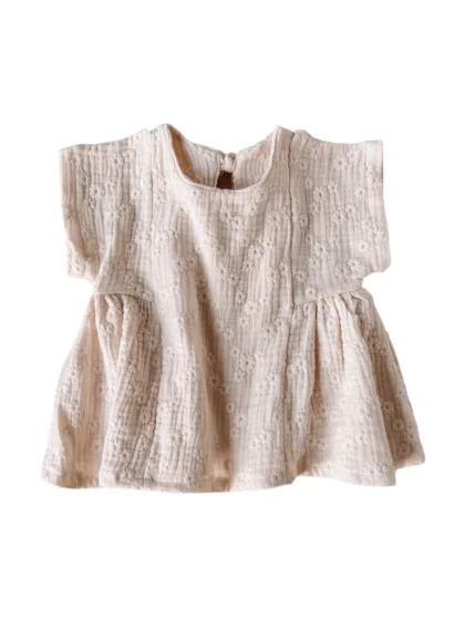 Vestido de bebé Malia con bordado en color crudo
