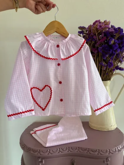 Pijama Vichy Rosa Corazón
