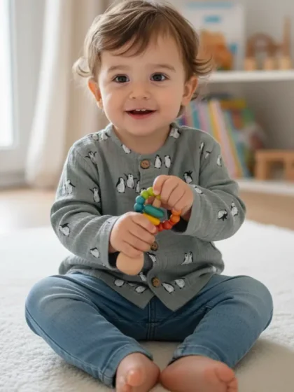 Camisa de gasa de algodón los pequeños pingüinos