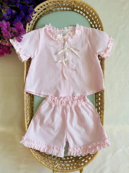 Conjunto Blusa Y Pantalón Rayas Rosas