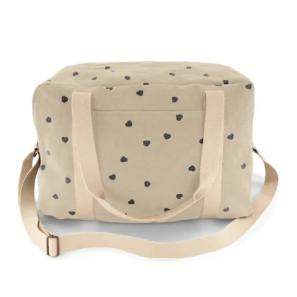Bolsa para pañales Raphael con estampado de corazones en arena